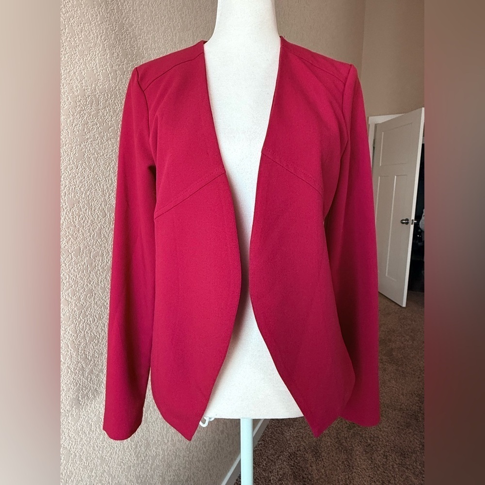 Alya Open Front Peplum Blazer - Women’s Small - Fuchsia